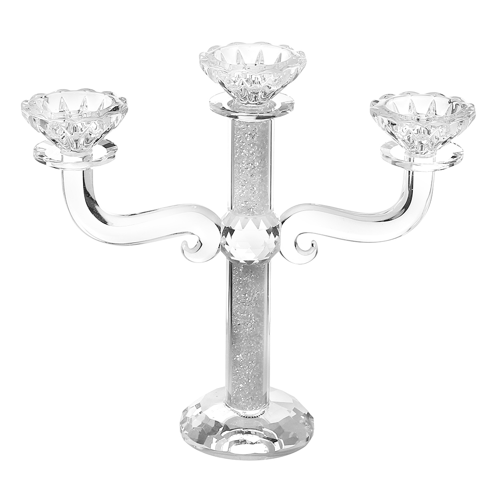 Crystal Candelabra 3 Branch Broken Glass 10" H
