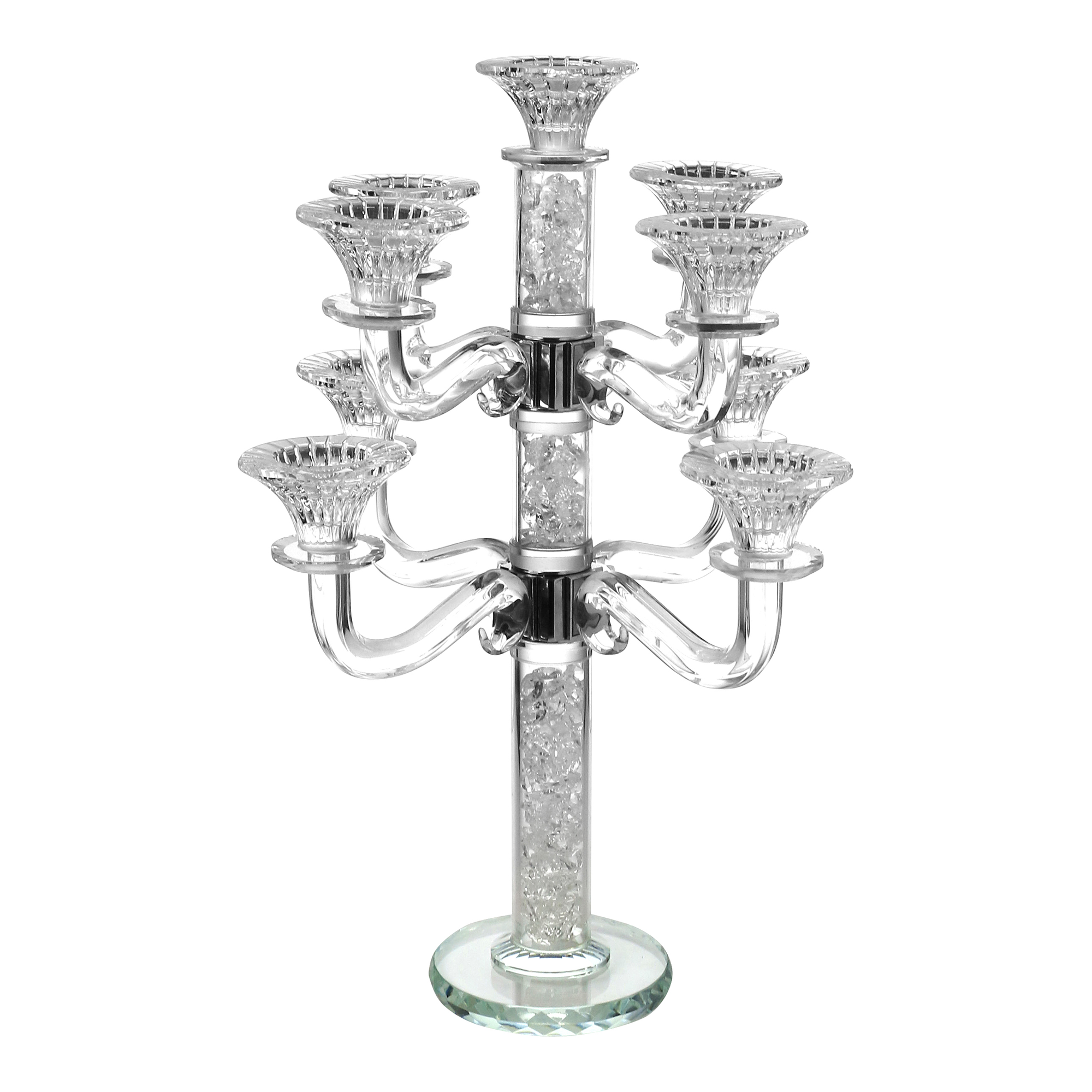 Crystal Candelabra 9 Branch Broken Glass 18"H
