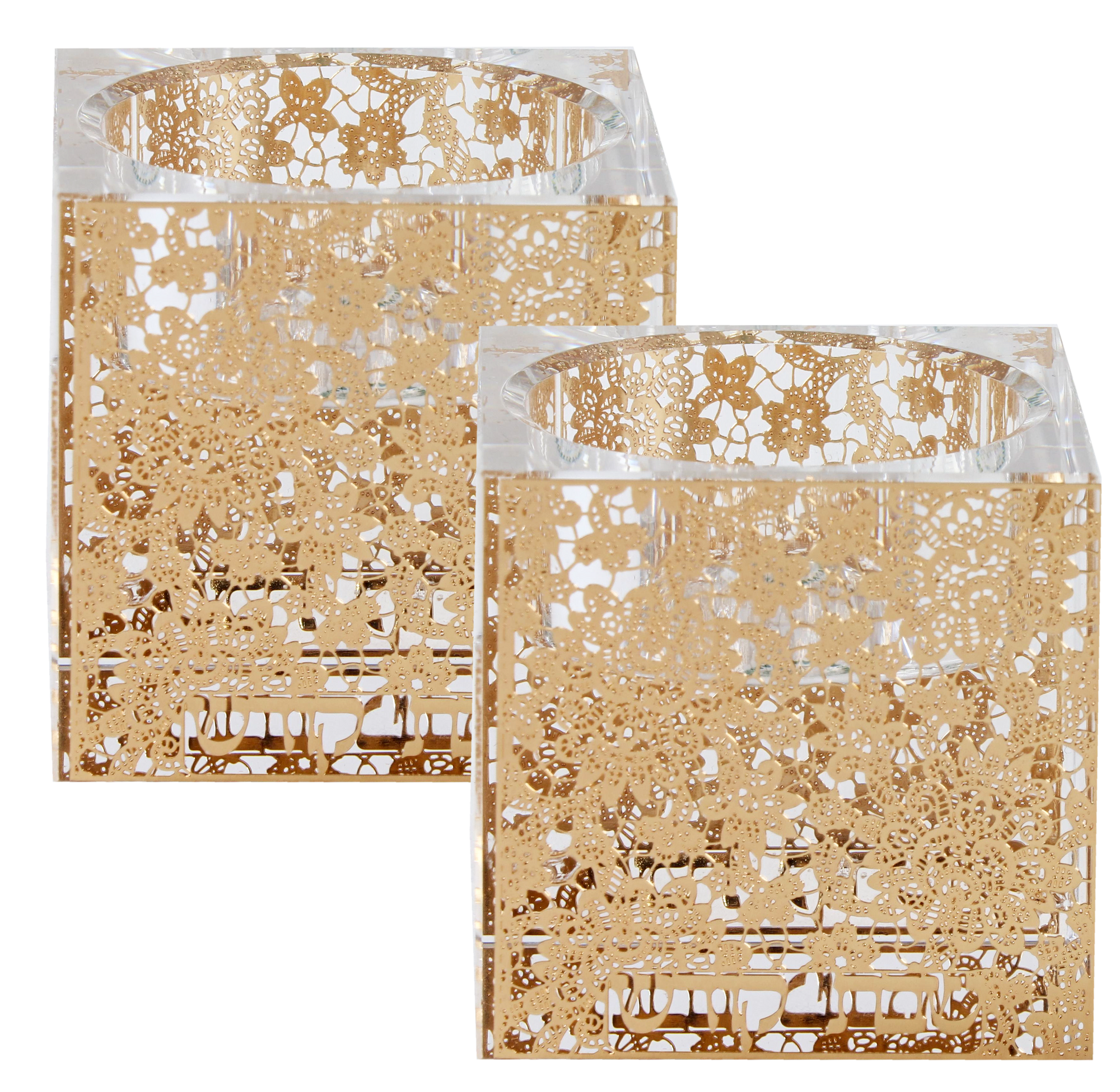 Crystal And Gold Tealight Candle Holder 2"H X 2"W