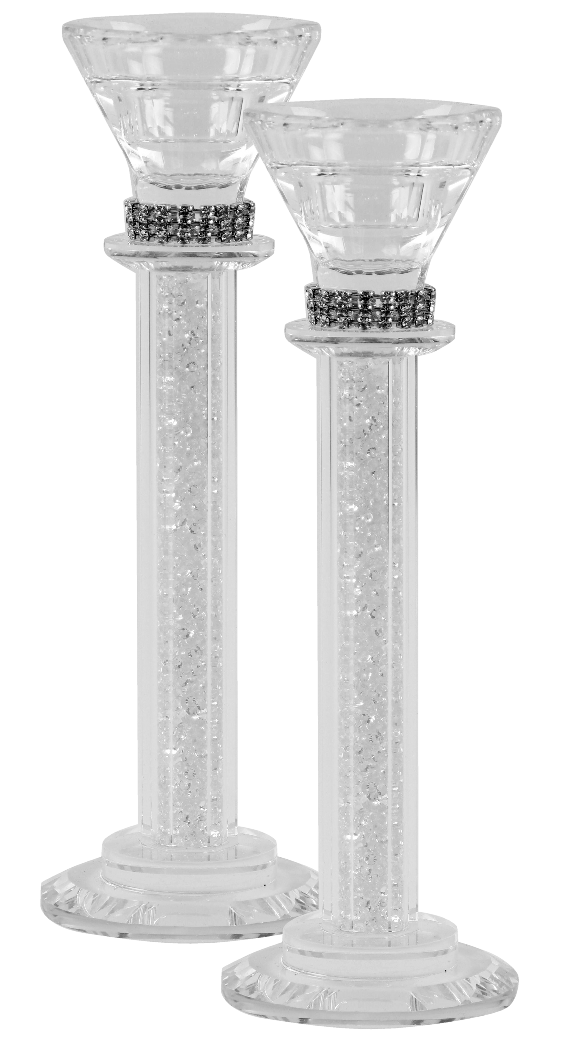 Crystal Candlesticks with Clear Crystal Filling 7.5"