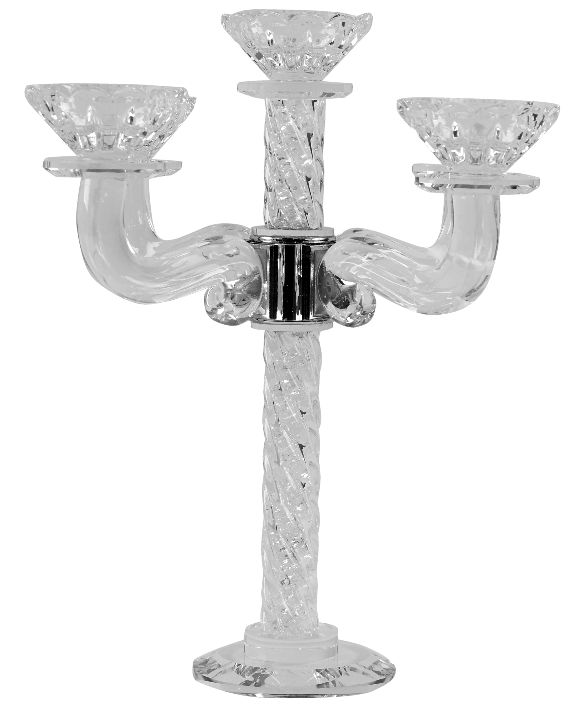 Crystal Candelabra 5 Branch With Light Silver Stones 11"H