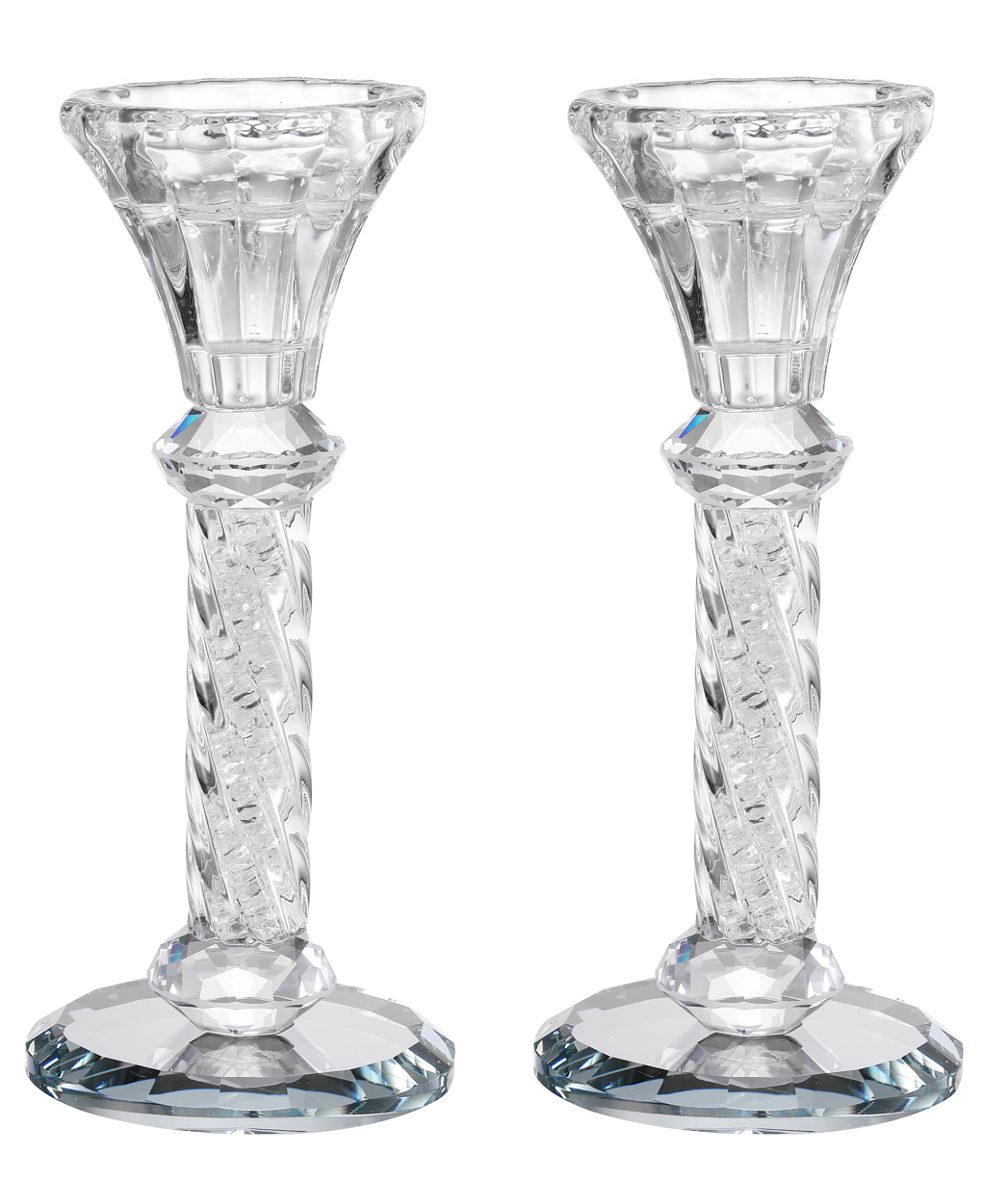 Crystal Candlestick Spiral Legs Clear Filling 6"