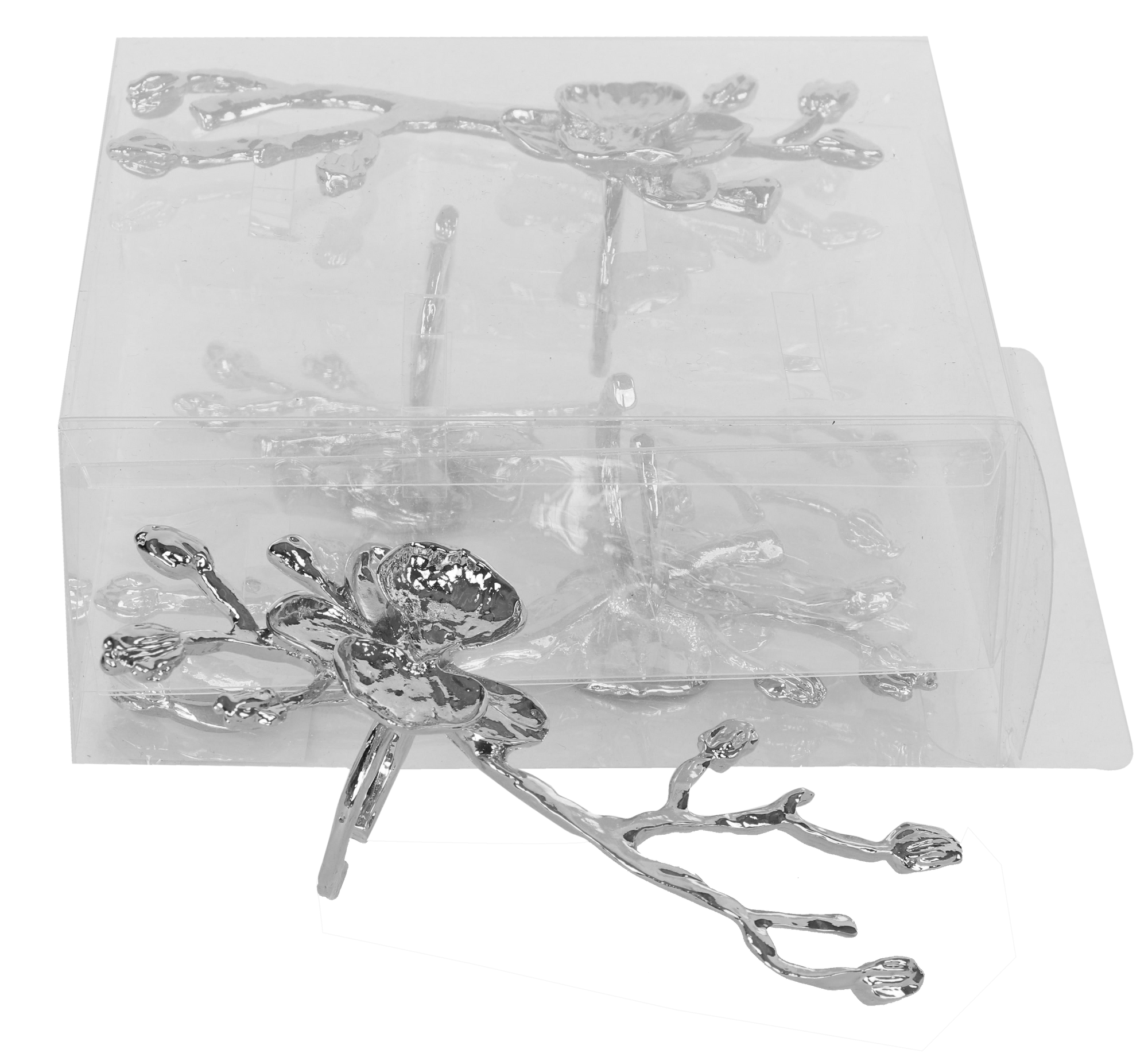 Silver Branch and Flower Napkin Ring Set