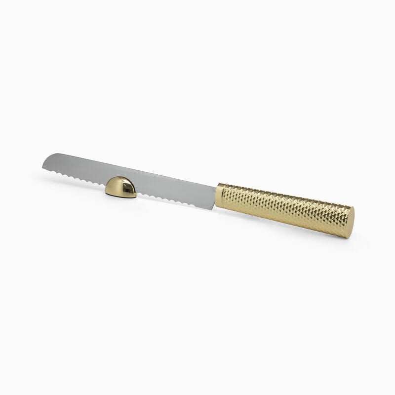 Silver-Plated Gold Challah Knife Honeycomb