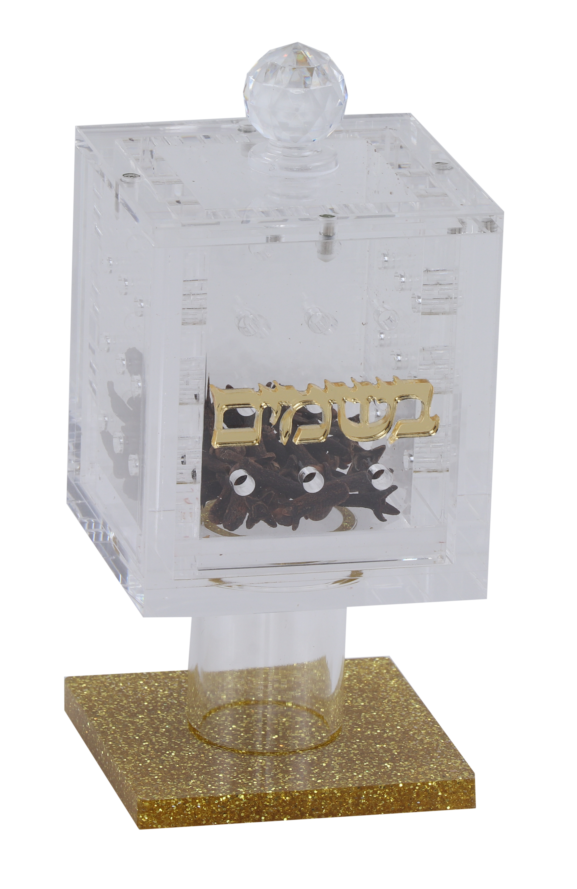 Acrylic Besomim Holder with Gold Glitter Base