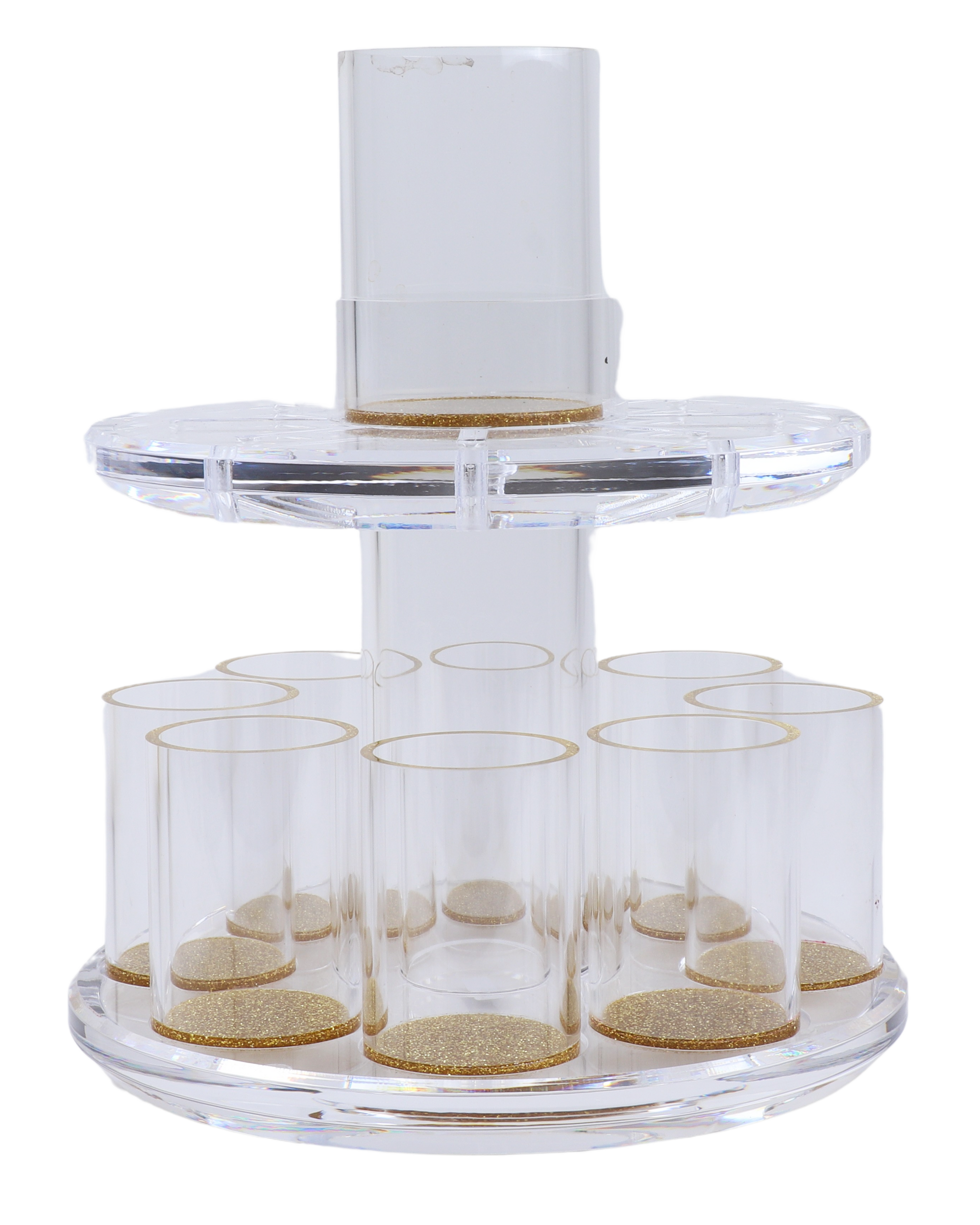 Acrylic Fountain (2.5"D  big cup - 4"H- 2"D small cup - 3"H) with Gold Glitter base