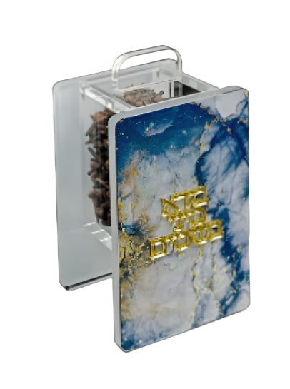 Acrylic Besomim Holder Blue And Gold Marble