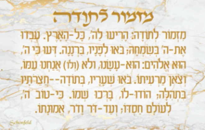 Acrylic Blessing Mizmor Letoda Keychain White And Gold Marble Set of 6