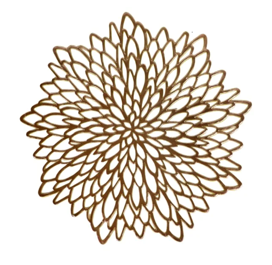 Leather Look Placemats Gold 15" Laser Cut 12pcs