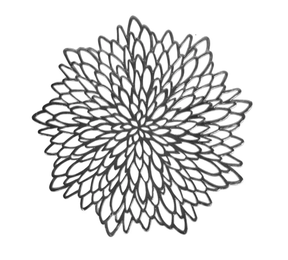 Leather Look Placemats Silver 15" Laser Cut 12pcs