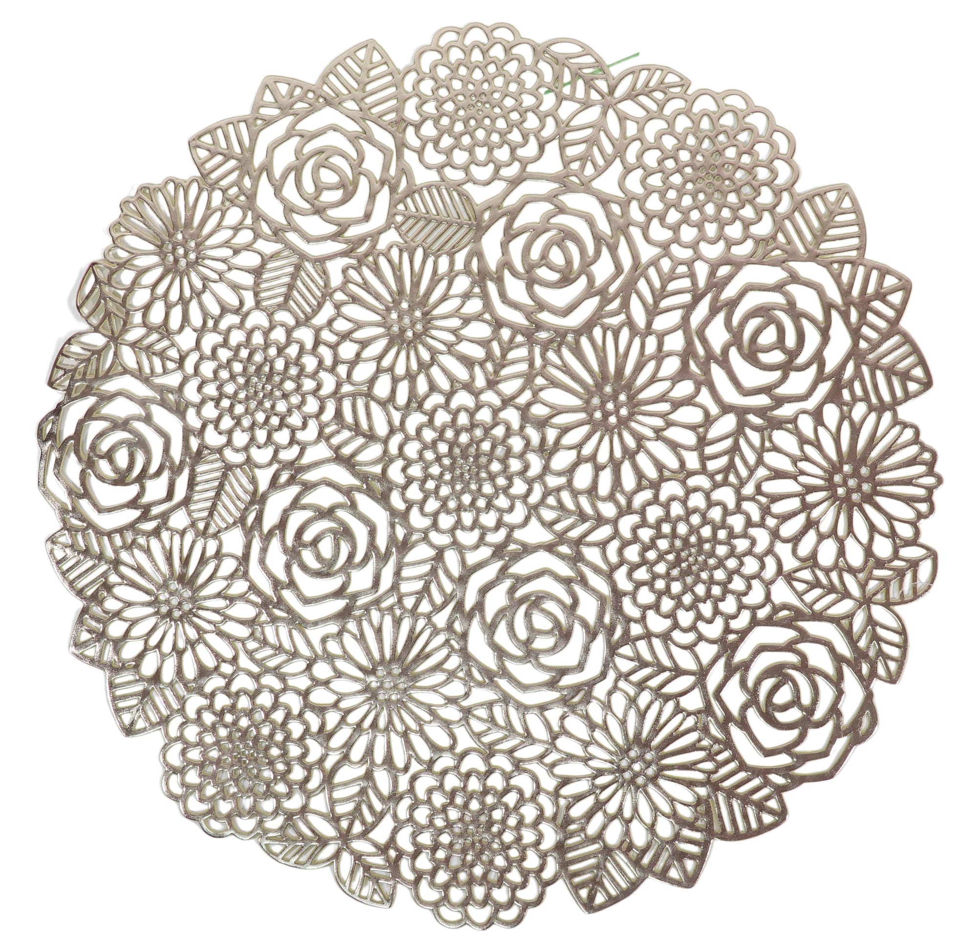 Leather Look Placemats Gold 15" Laser Cut 12pcs