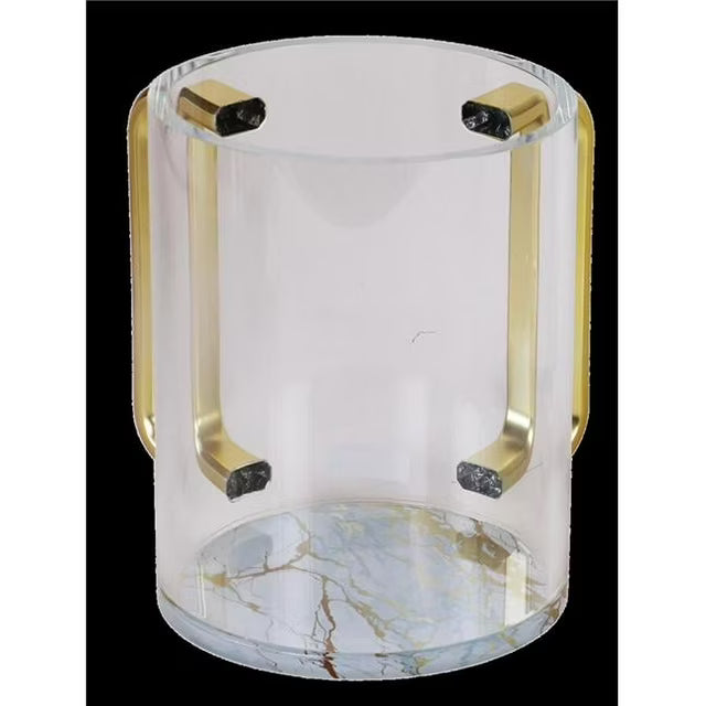 Acrylic Clear Washing Cup - Gold Handle - White&Gold Marble
