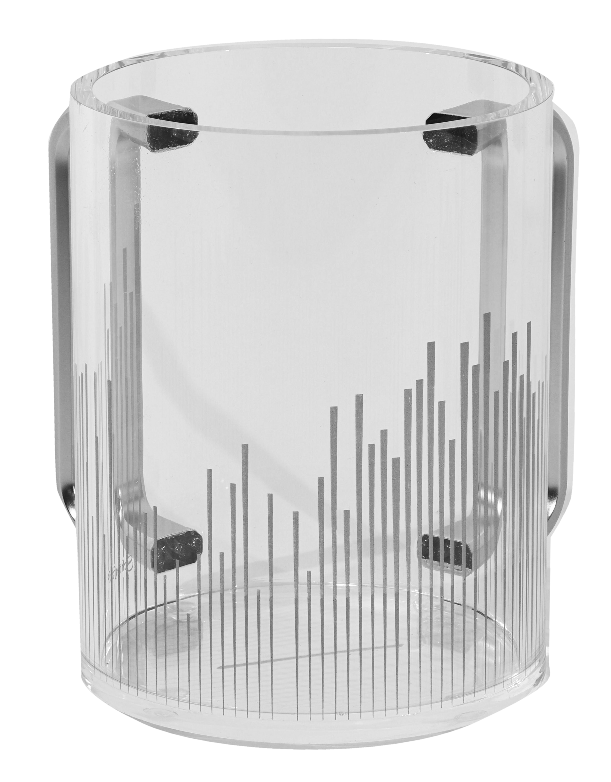 Acrylic Clear Washing Cup - Silver Handle - Silver Stripes