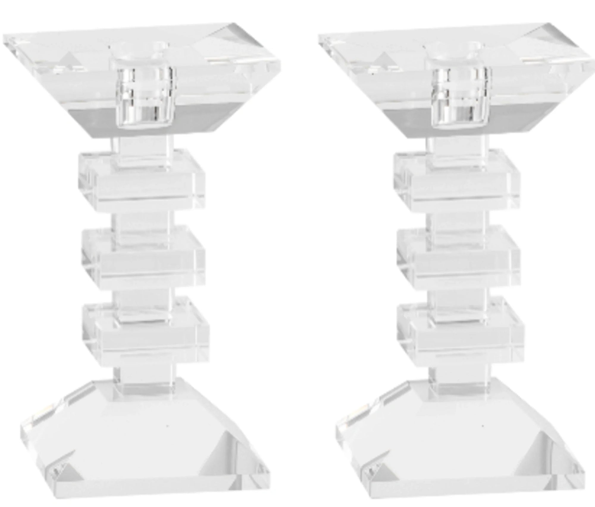 Set of 2 Clear Crystal Candlesticks and/or Tealight Holders 6"H