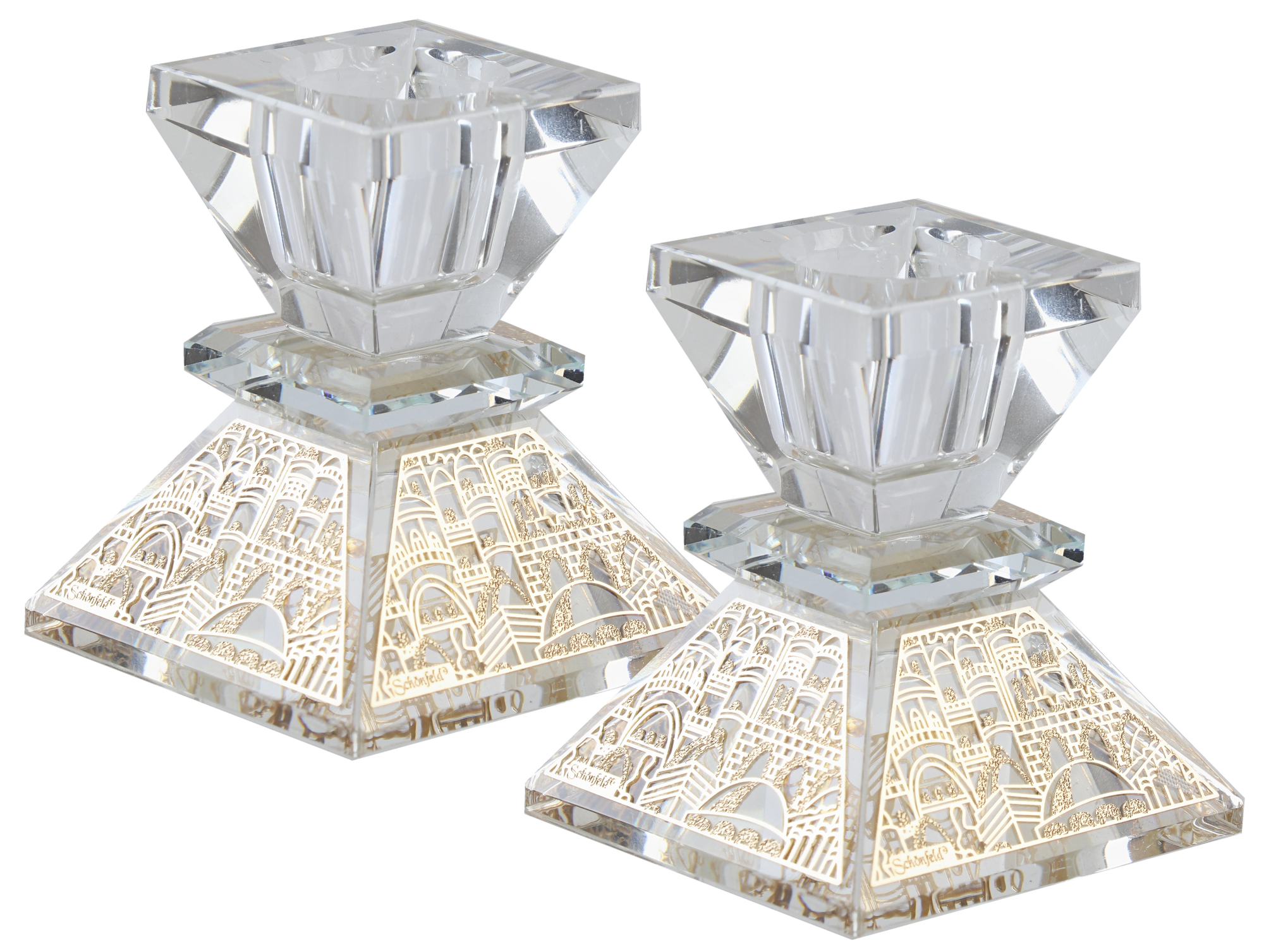 Crystal And Gold Candlestick 2.5"H