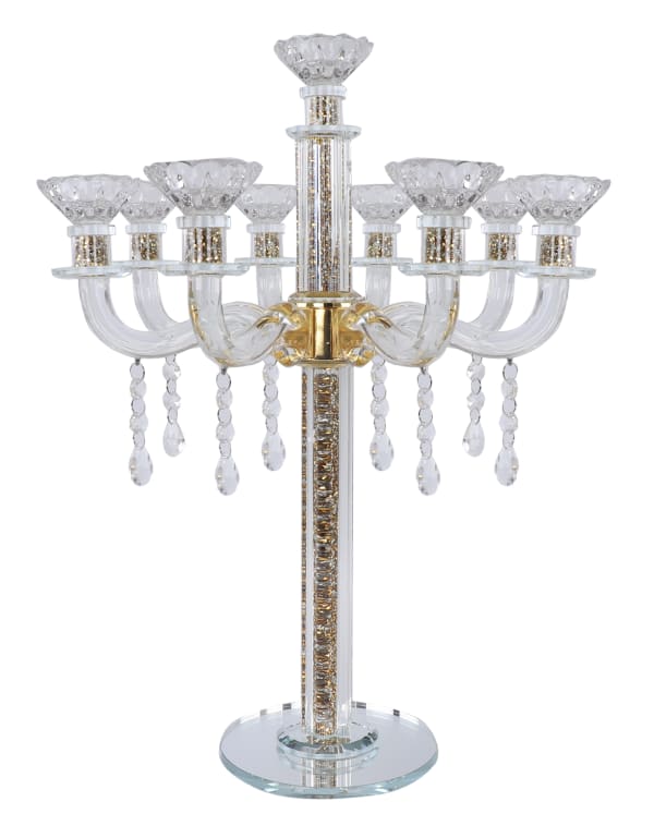 Crystal Candelabra 9 Branch Clear Crystal Filing 17.5"H