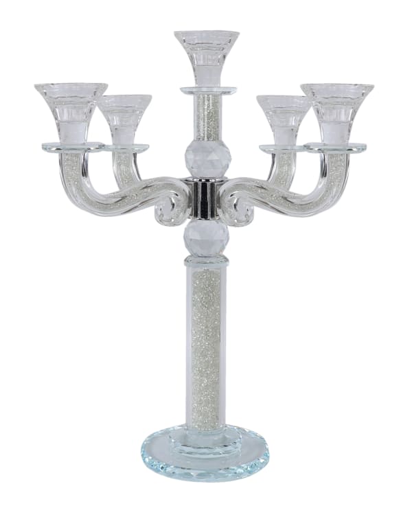Crystal Candelabra 5 Branch Clear Crystal Filing 24"H