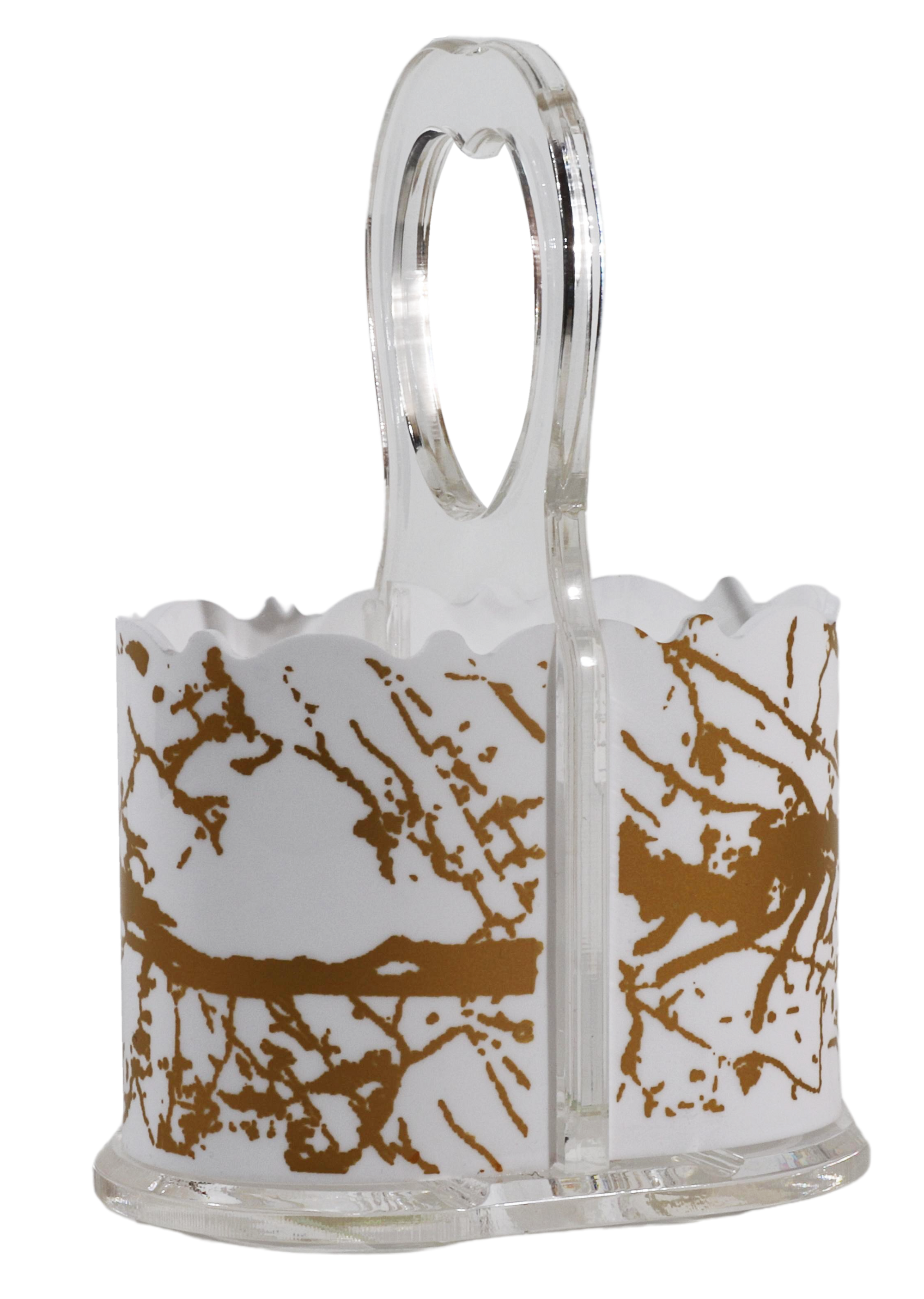 White Marble Acrylic Cutlery Holder 5x3.5x8"