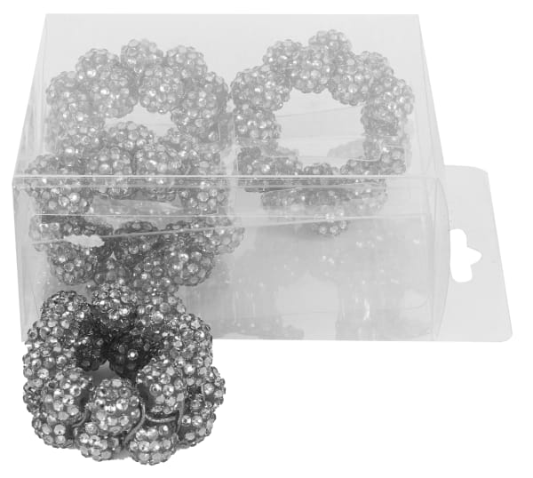 Silver Diamonds n' Studs Napkin Ring Set