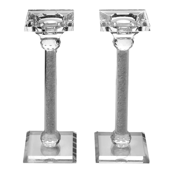 Crystal Candle Holder Broken Glass 9.5"