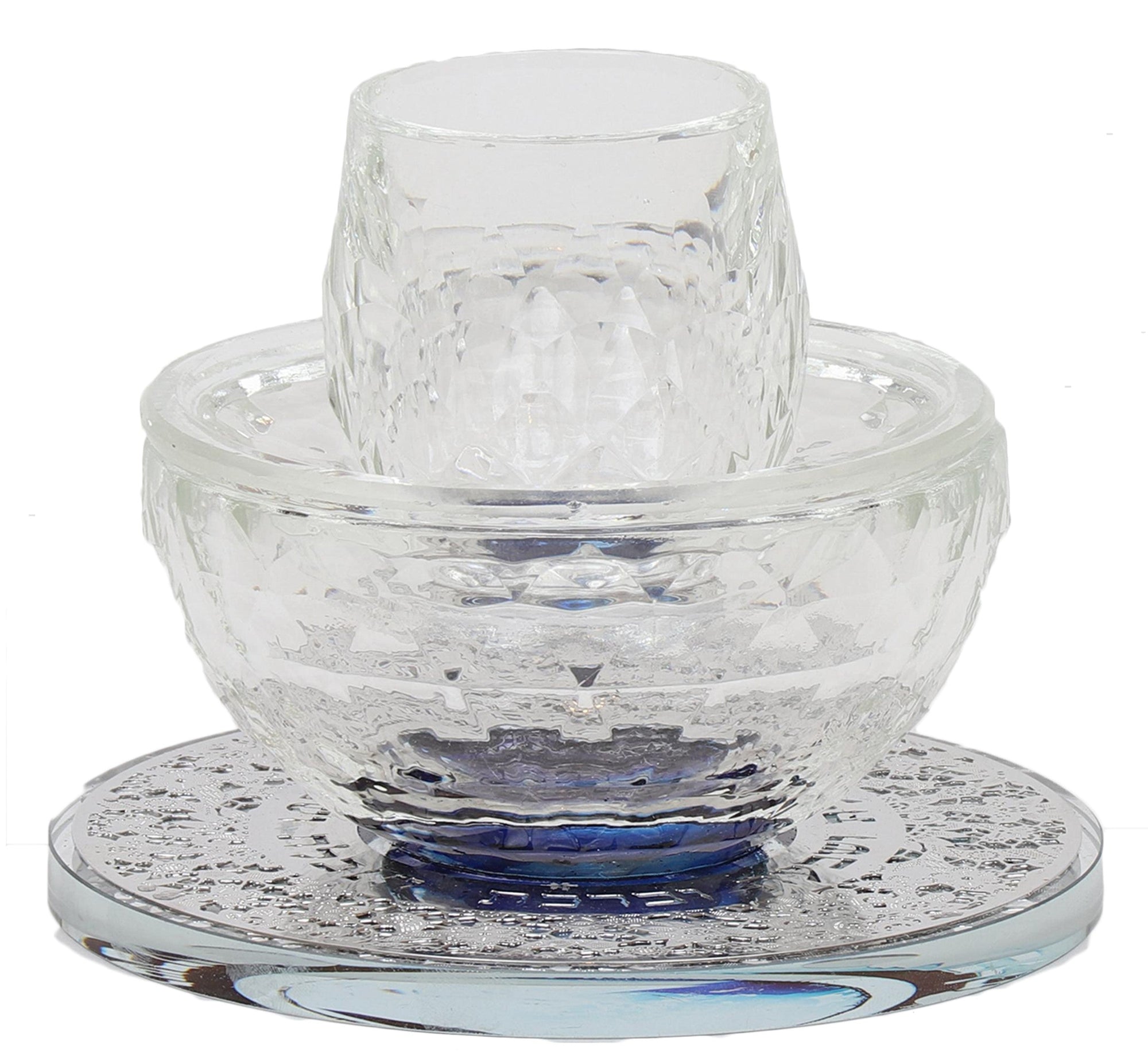 Mayim Achronim Crystal With Silver Flower Design 4"Hx4.5"