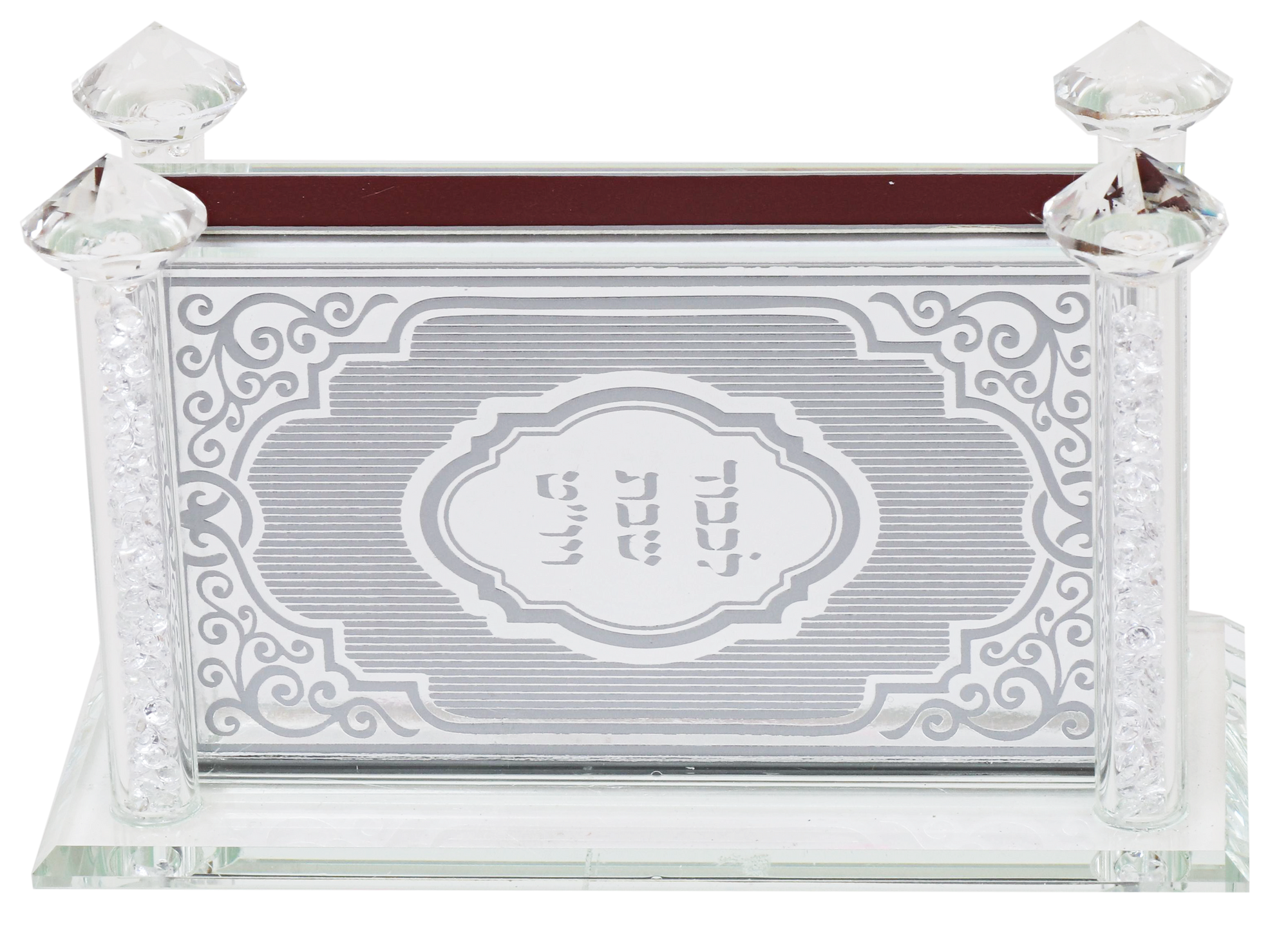 Crystal Match Box Holder With Poles broken Glass without plate 5.14x2.58x3.14"