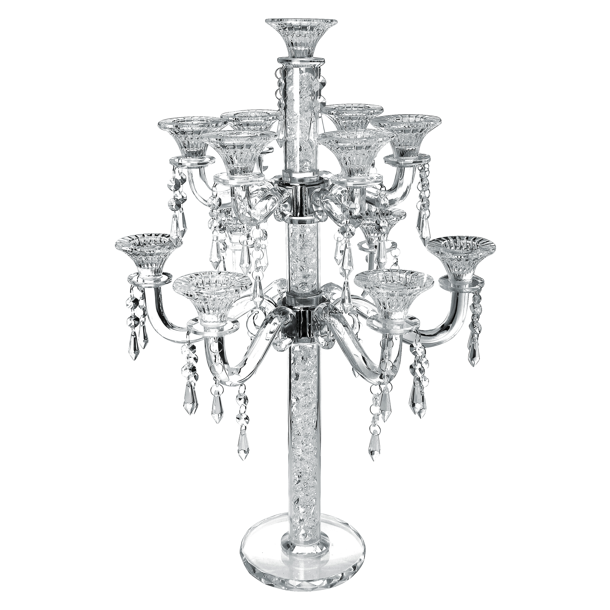 Crystal Candelabra 13 Branch Broken Glass 25"H