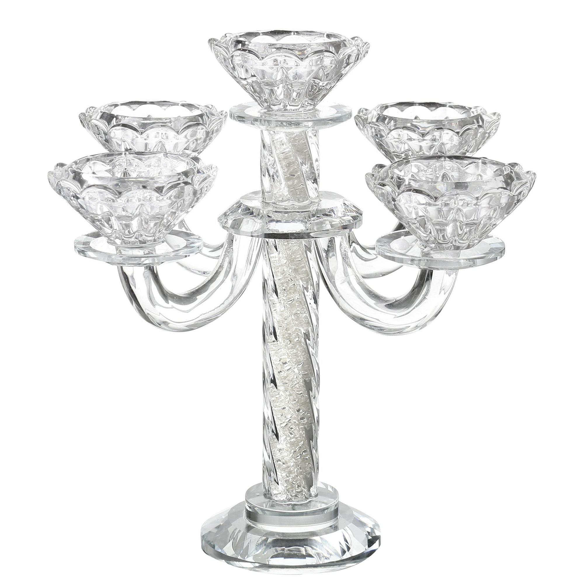 Crystal Candelabra 5 Branch Curled 8.5 "