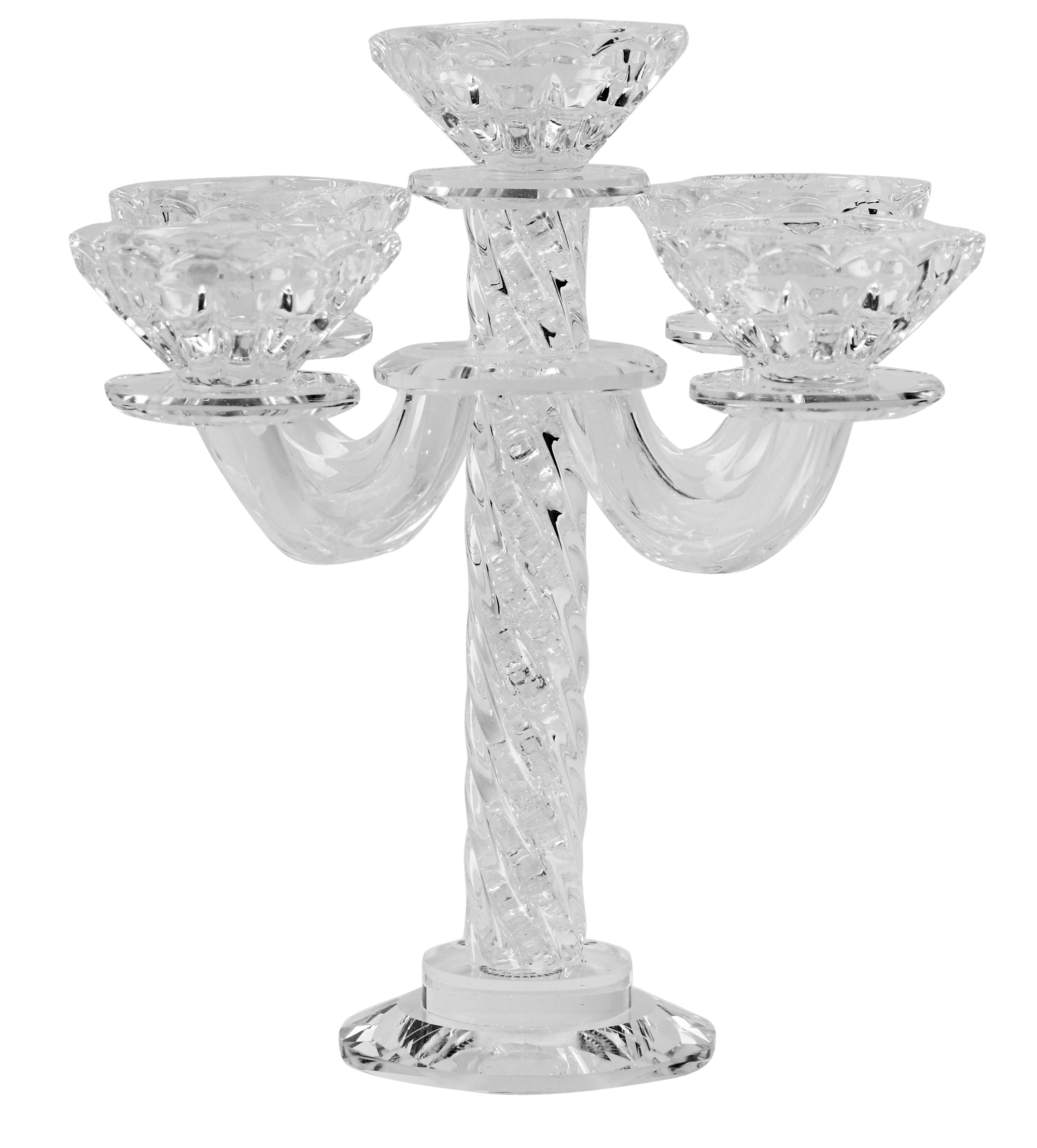 Crystal Candelabra 5 Branch With Light Silver Stones 8"H