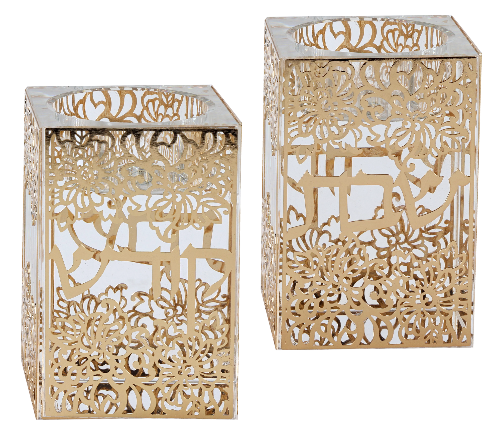 Crystal And Gold Tealight Candle Holder 3"H X 2"W