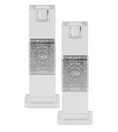 Silver Floral Candle Sticks Set 6"X 1.5"