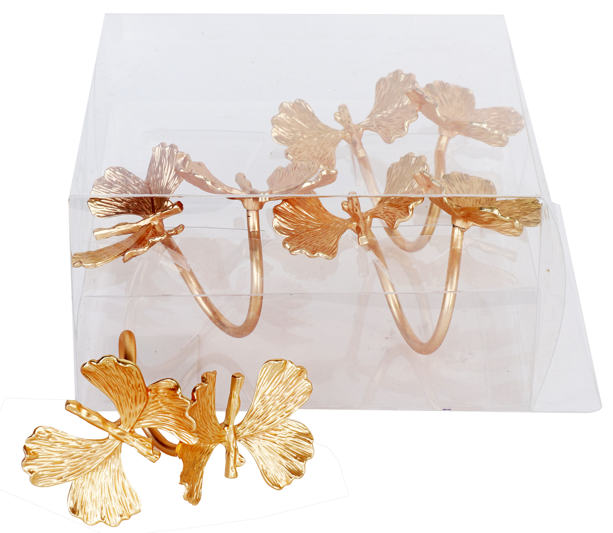 Gold Butterflies Napkin Ring Set
