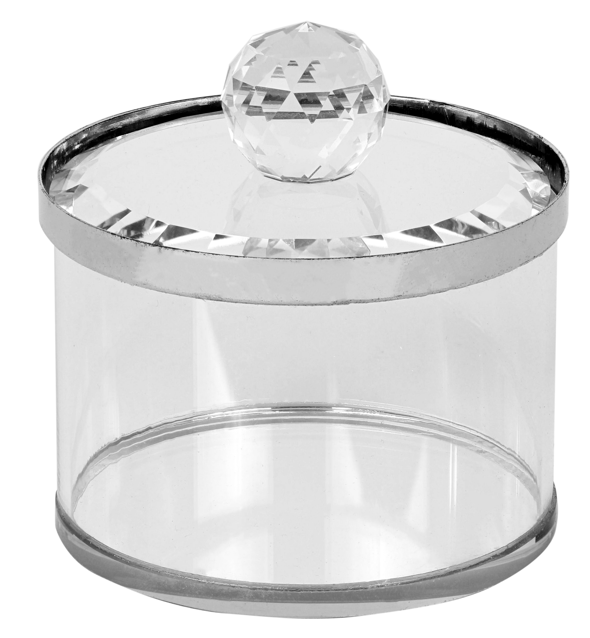 Crystal Honey Dish Silver Rim 2x2.5"