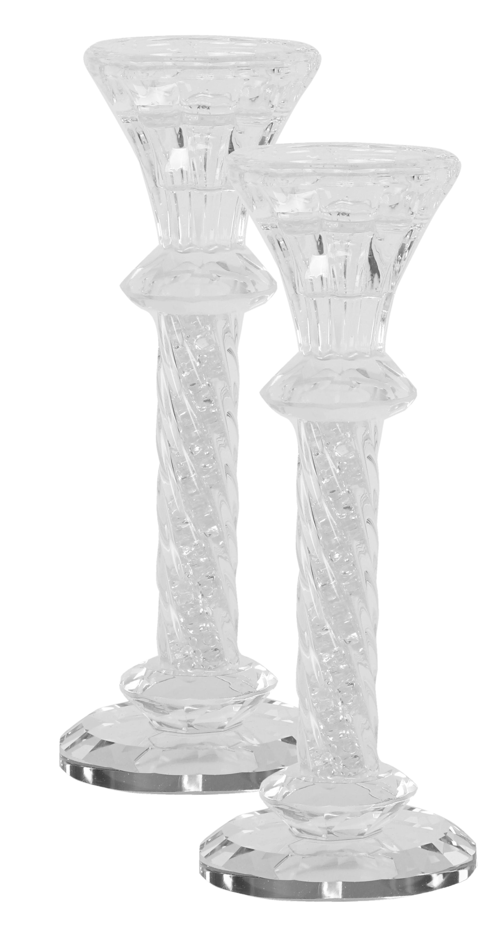 Crystal Candlesticks White Stones 8.5"