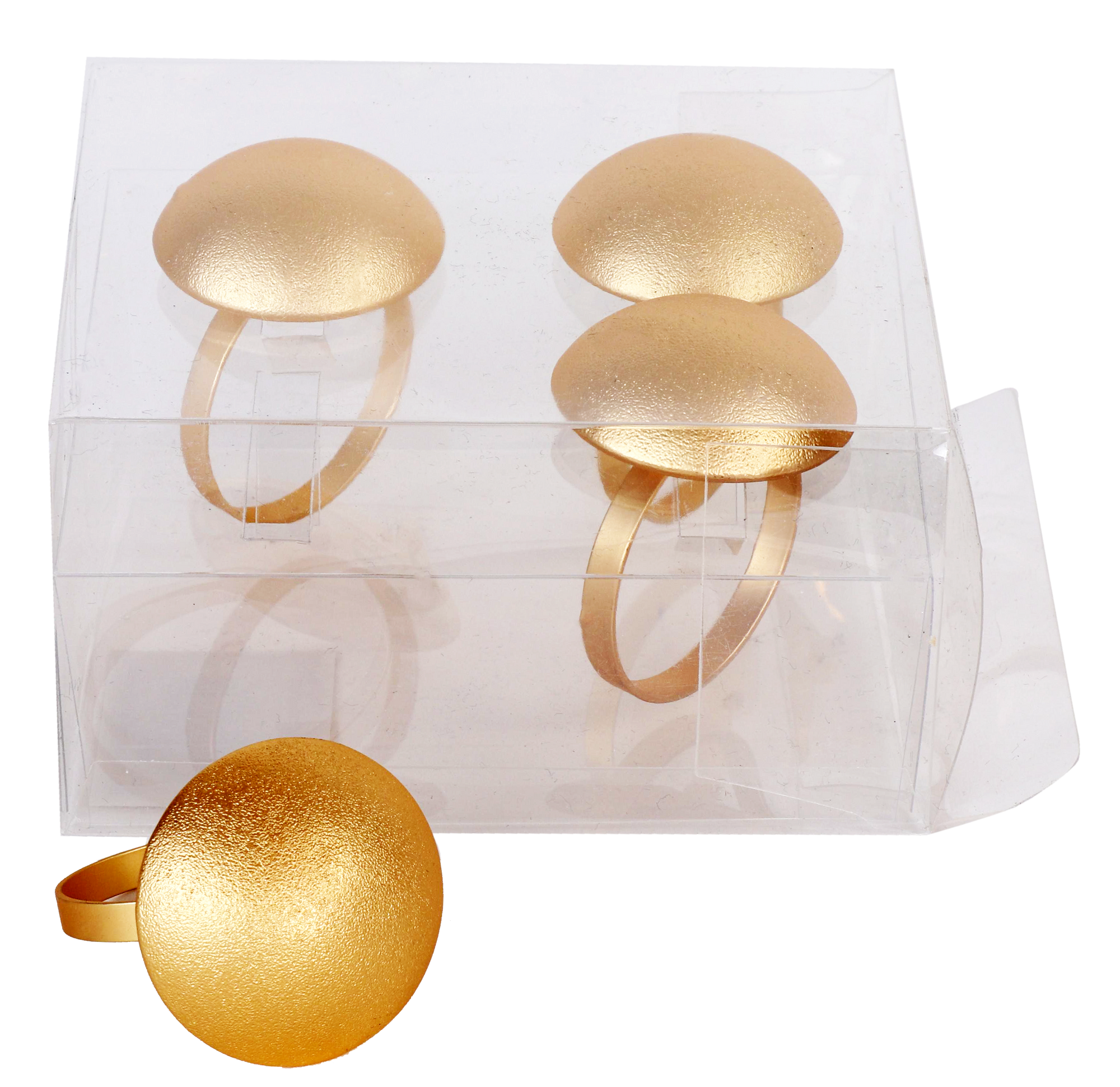 Gold Button Napkin Ring Set