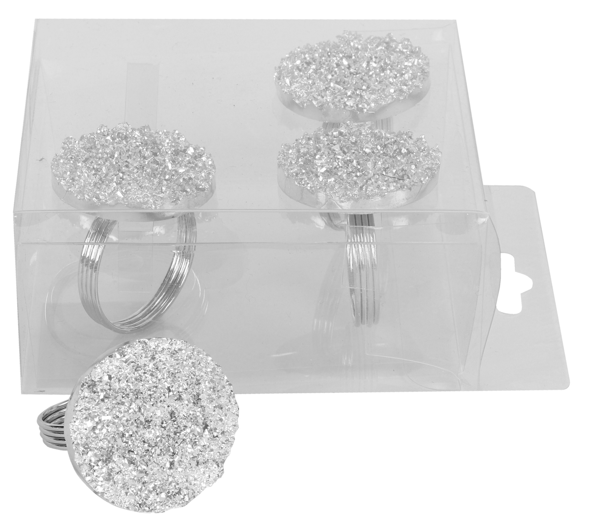Silver Splatters Napkin Ring Set