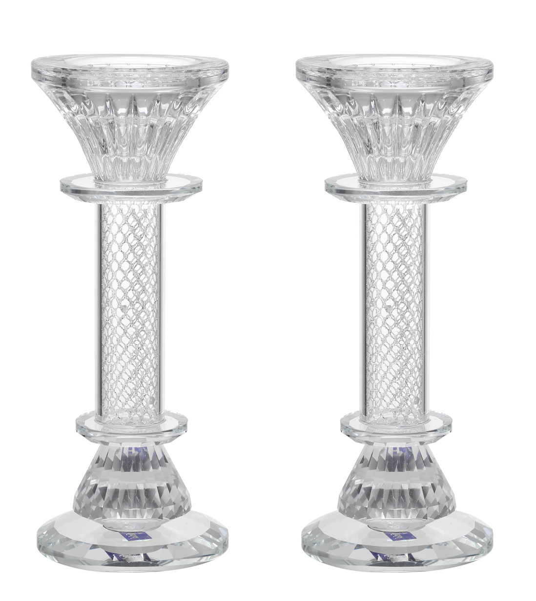Crystal Candlestick Silver Paper Filling 7"