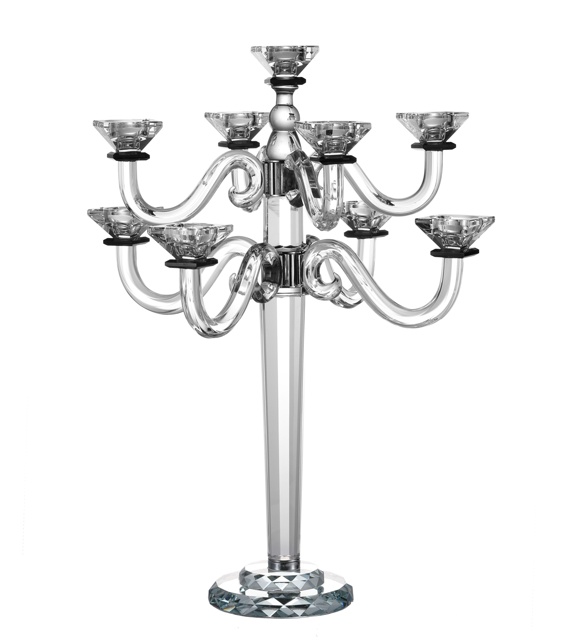 Crystal Candelabra 9 Branch with Black Rim 22"