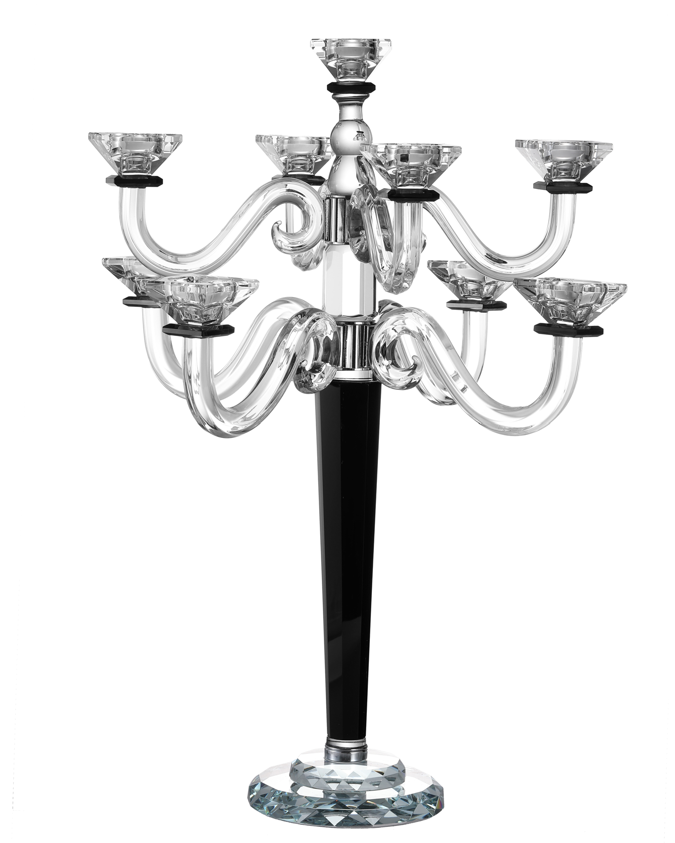 Crystal & Black Candelabra 9 Branch 21.5"
