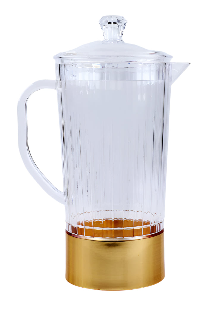 5.5"x11" Crystal Pitcher with Cover and Gold Base