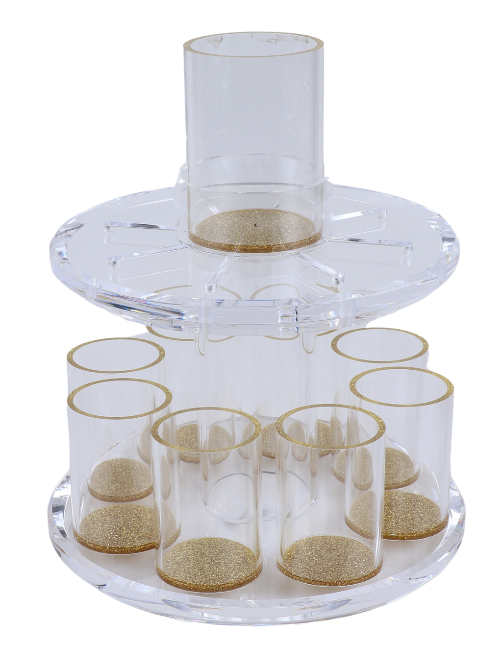 Acrylic Fountain (2.5"D  big cup - 4"H- 2"D small cup - 3"H) with Gold Glitter base