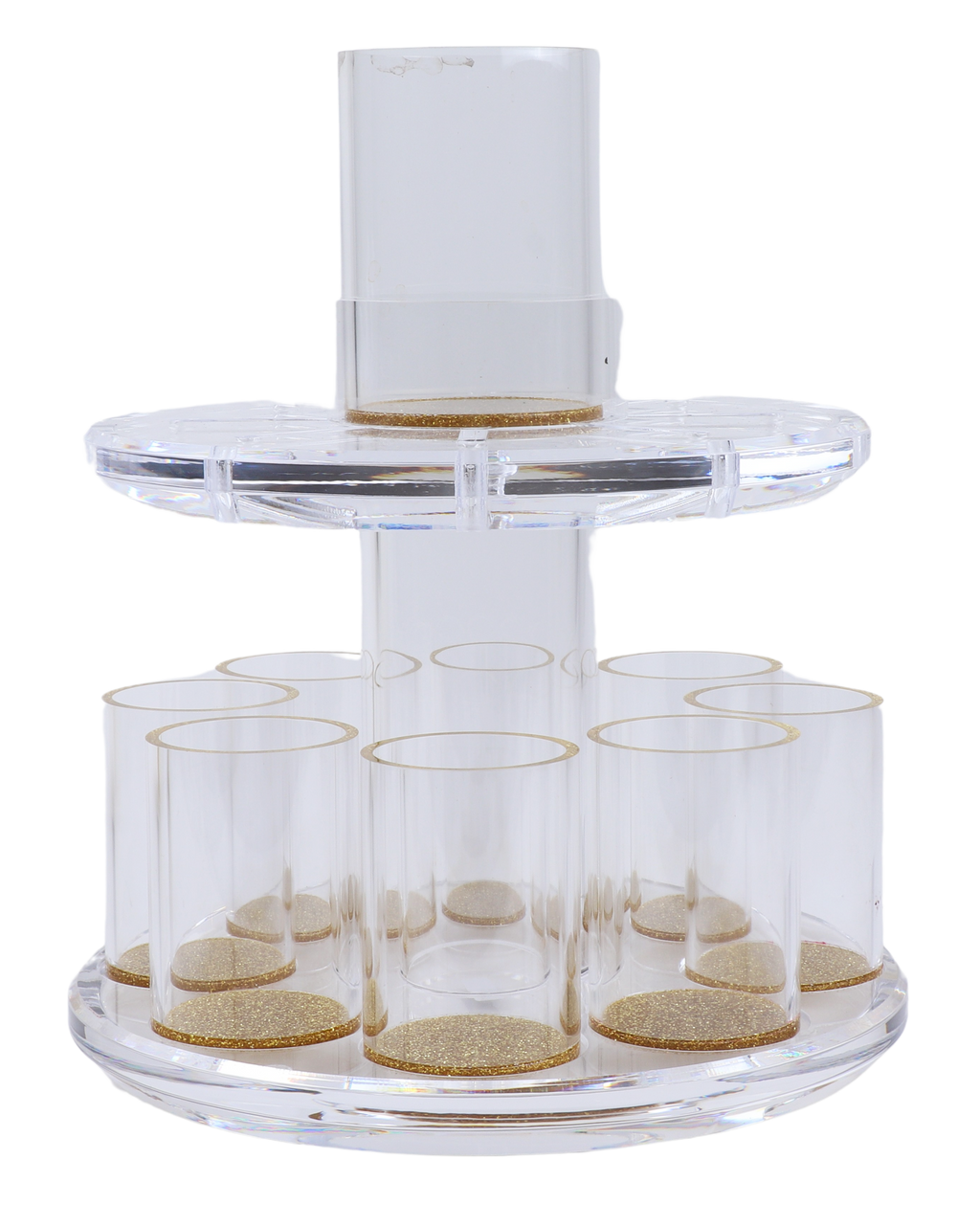 Acrylic Fountain (2.5"D  big cup - 4"H- 2"D small cup - 3"H) with Gold Glitter base