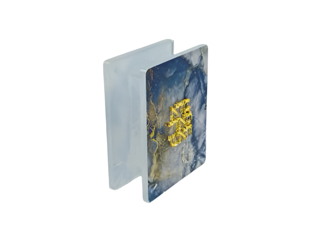 Acrylic Candle Holder Blue And Gold Marble