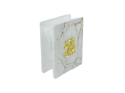 Acrylic Candle Holder White And Gold Marble
