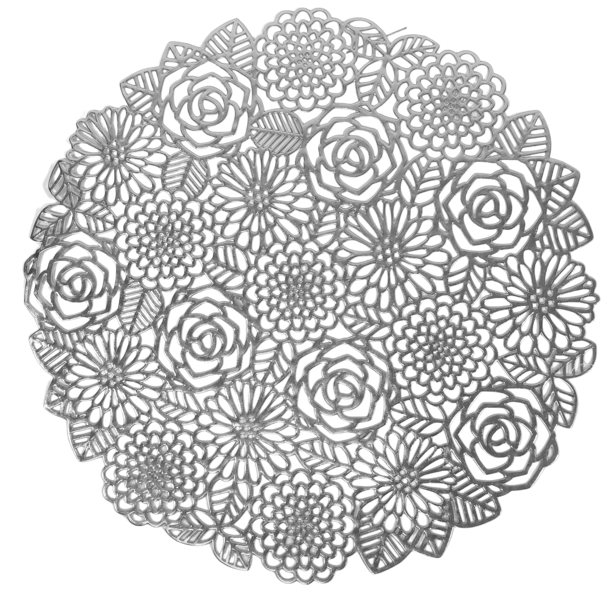 Leather Look Placemats Silver 15" Laser Cut 12pcs