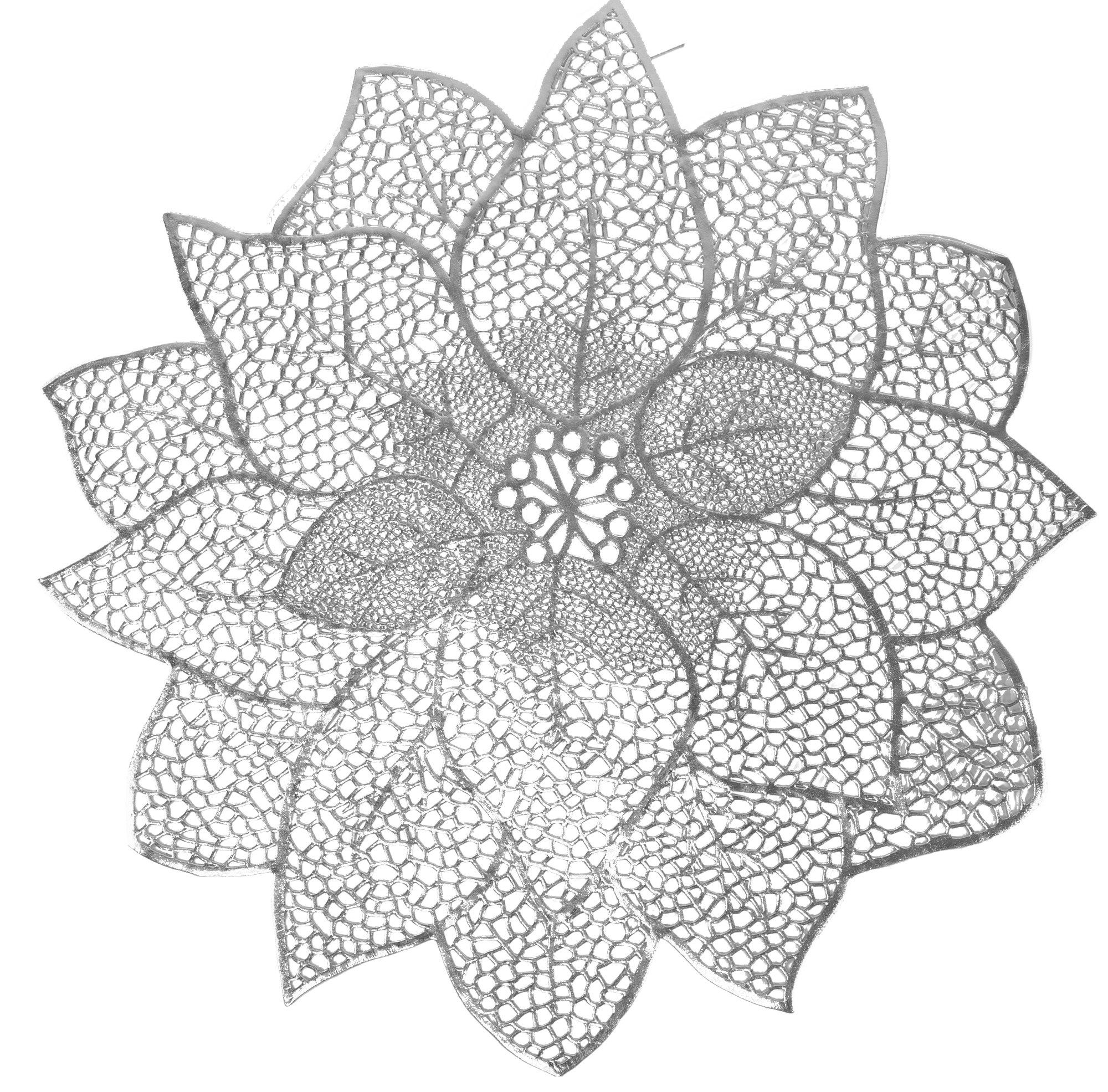 Leather Look Placemats Silver 15" Laser Cut 12pcs