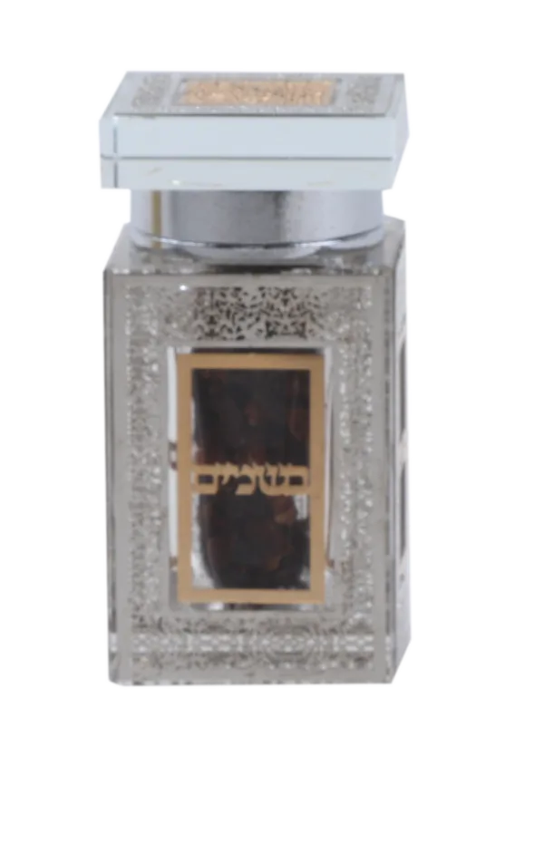 Crystal Besomim Box With Silver and Gold Plates On 4 Sides 1.5" X 1.5" X3 1/8"