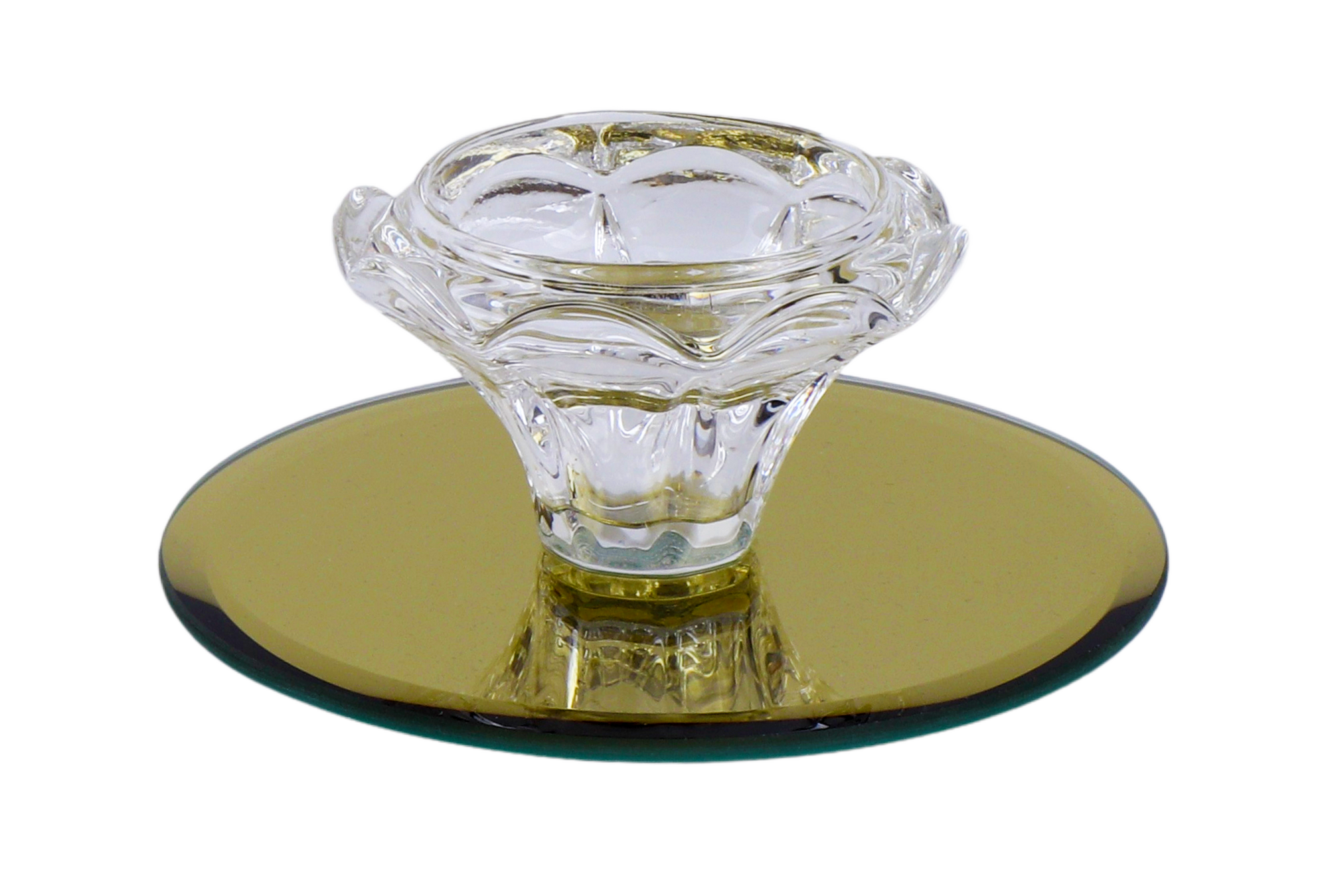 One Crystal Candle Holder with Gold Base-  4"
