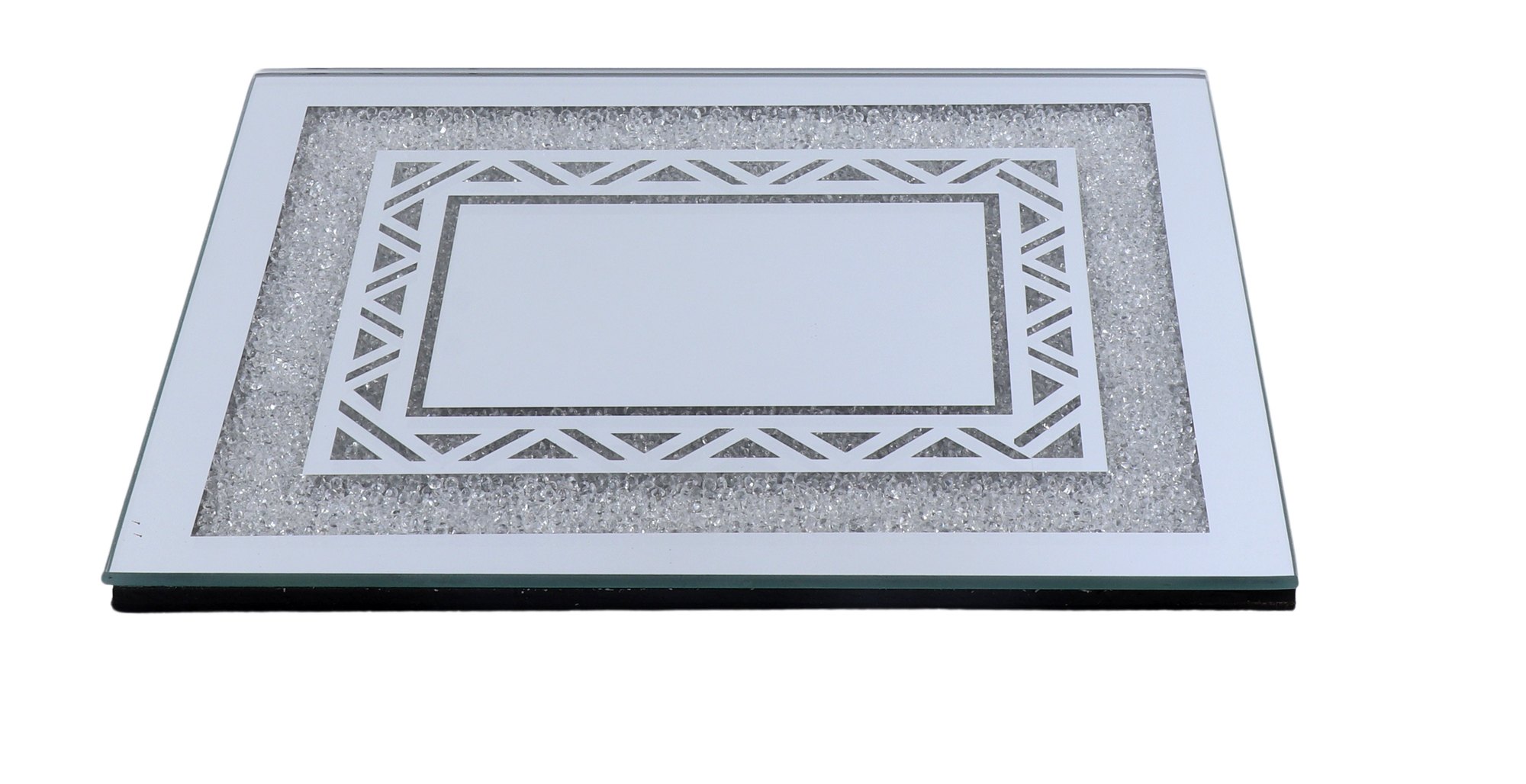 Mirror Tray with White Diamond - 8"x10"