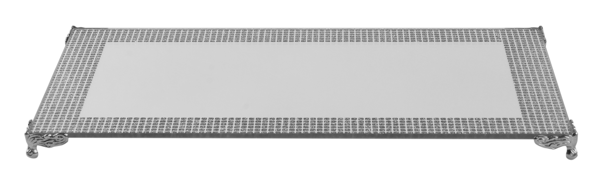 Silver Glitter Tray with 4 corner - 5"x9"